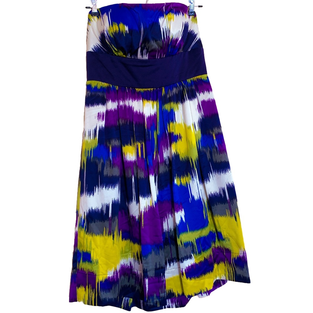 NWT Max & Cleo Multi Colored Strapless Dress Sz 6